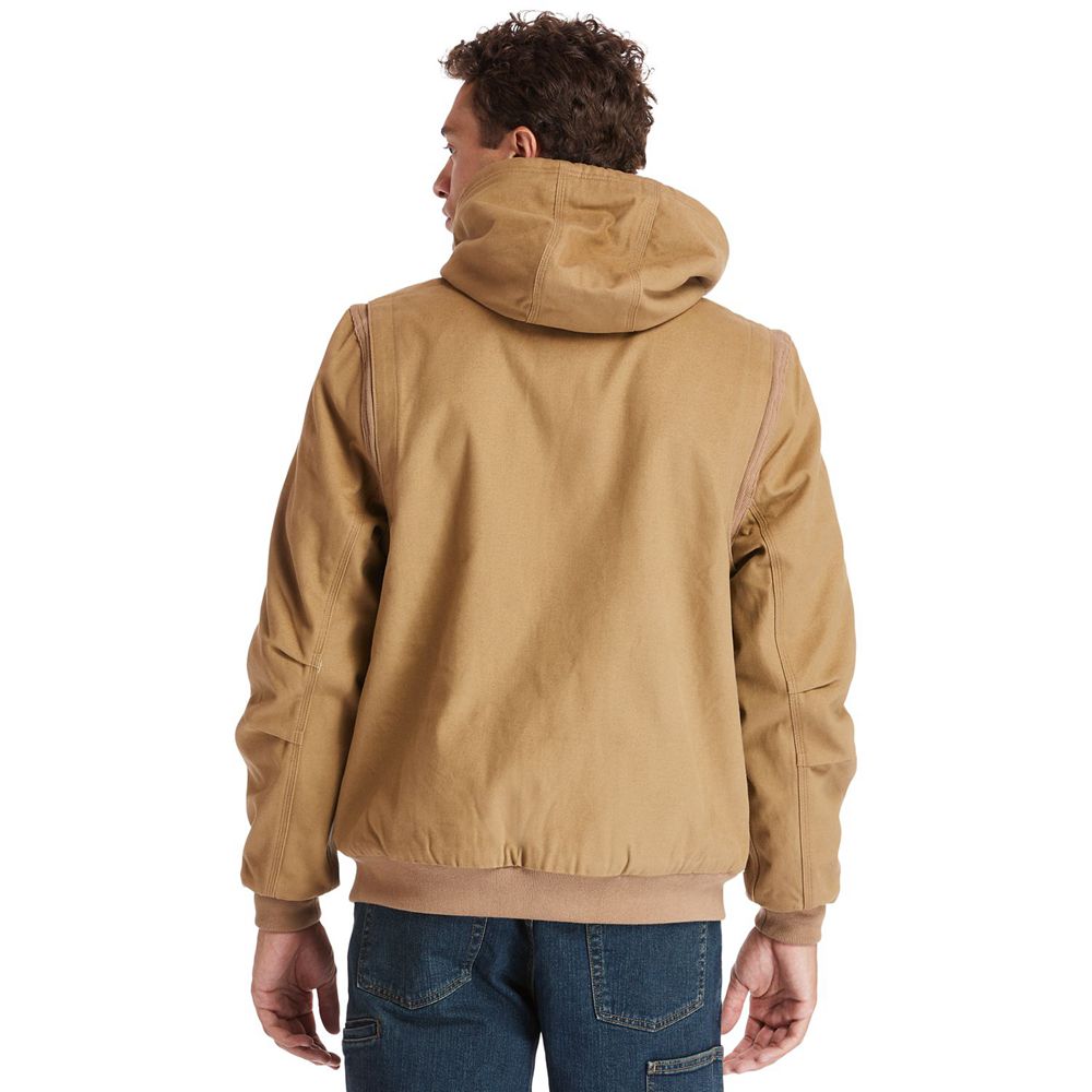 Timberland Μπουφαν Ανδρικα Καφε - Pro® Gritman Lined, Hooded Καμβας - Greece 2354910-EY